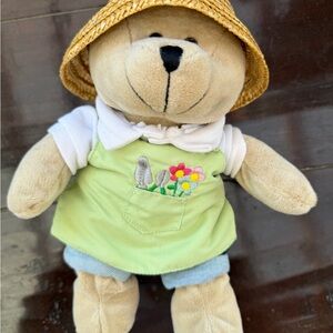 Starbucks Plush Bear Gardener in Green Outfit with Straw Hat